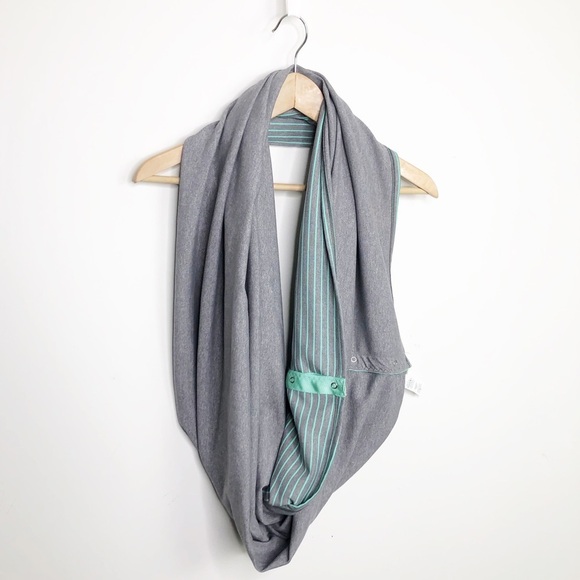 Lululemon Vinyasa Mint moment Gray and teal infinity wrap scarf - Picture 9 of 13